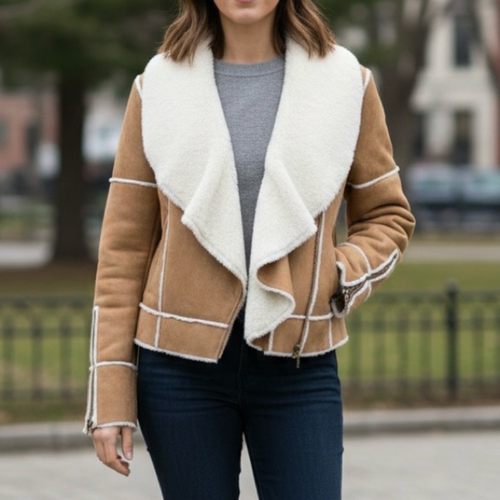 Powder River Outfitters Faux Shearling collar Boho Jacket‎ Small Cabincore